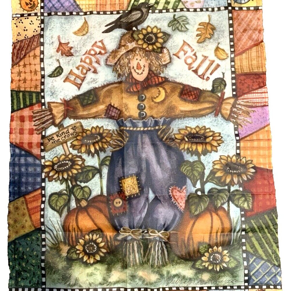 Hummingbird Haven Fall/Autumn Garden Flag 28" x 36" Scarecrow Pumpkin